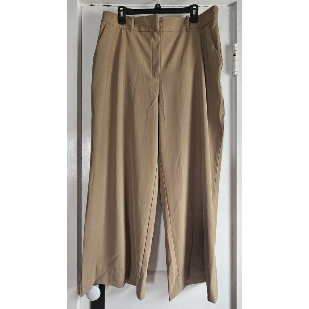 NWT shoulder womans 46 tan wide leg dress pants lined XL(‎ 14/16) inseam27"